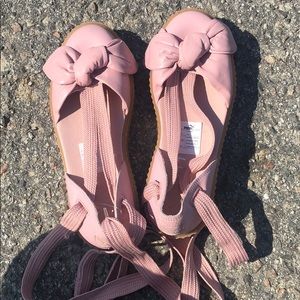 Rihanna puma tie up platform sandals